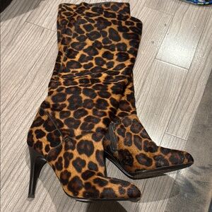 pony hair leopard boots